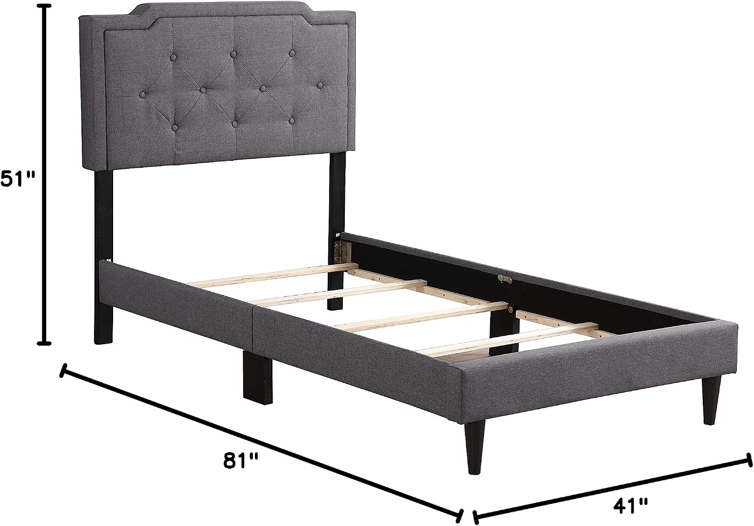 Glory Furniture Deb Fabric Upholstered Twin Bed in Gray