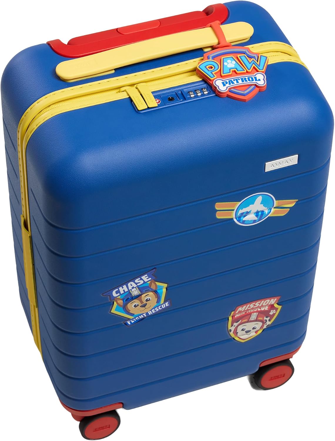 Away PAW Patrol Kids Carry On Luggage, Lightweight Rolling Suitcase for Children, TSA-Approved, Spinner Wheels, Travel Suitcase for Toddlers & Kids, Chase Badge Blue
