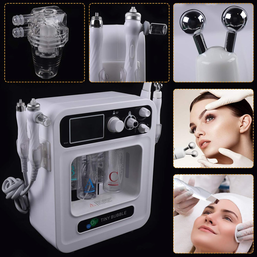 4in1 Hydra Hydro Facial Machine 300W, Water Dermabrasion Microdermabrasion Diamond Peeling Device, 110-220V Plastic Shell, Home Spa Beauty for Face, Hydration, Skin Radiance