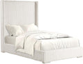 Furniture of America Plutforn Modern Wood 45-inch Twin Platform Bed with Fur Chenille Fabric, No Box Spring Required for Bedroom, Guest Room, White
