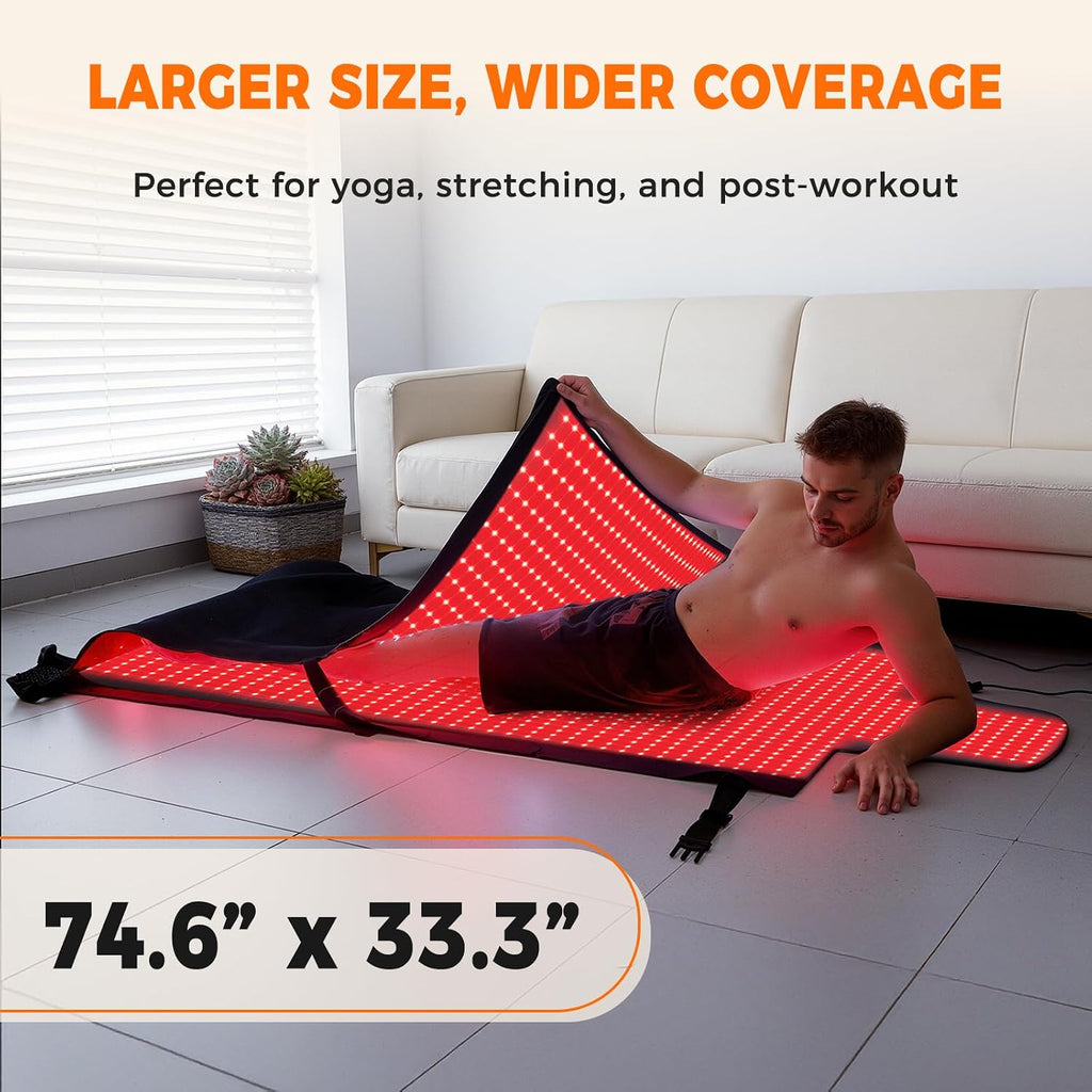 LITDUCK Body Red Light Therapy Mat, Eligible Red Light Therapy Blanket, 2in1 LEDs(660nm& 850nm), Premium Leather, Adjustable Timer & Intensity, 74.6' x 33.3' 2570 LEDs