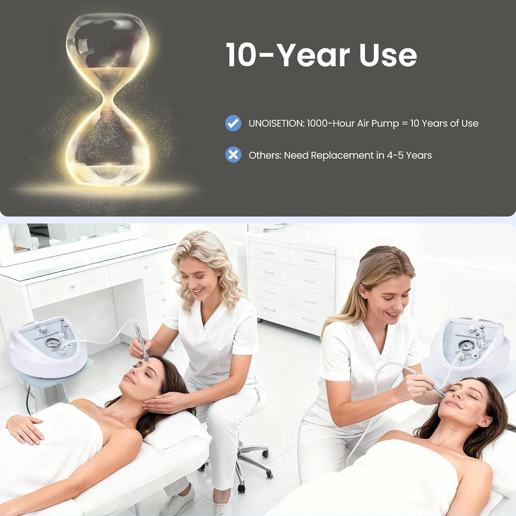 UNOISETION Diamond Microdermabrasion Machine Professional, Upgraded Adjustable 0-68cmHg Suction Power, Facial Dermabrasion for Exfoliation & Radiant Skin, Microdermabrasion Tool for Salon Skin Care