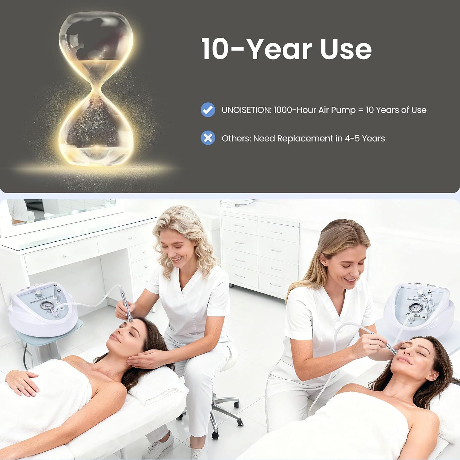 UNOISETION Diamond Microdermabrasion Machine Professional, Upgraded Adjustable 0-68cmHg Suction Power, Facial Dermabrasion for Exfoliation & Radiant Skin, Microdermabrasion Tool for Salon Skin Care