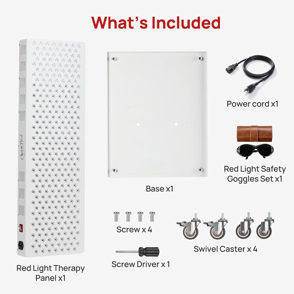 Red Light Therapy Panel for Body, 7 Wavelengths (630, 660, 780, 810, 850, 940, 1060 nm), 300LEDs, Near‑Infrared Light Wellness Device with Adjustable Intensity, Home Use
