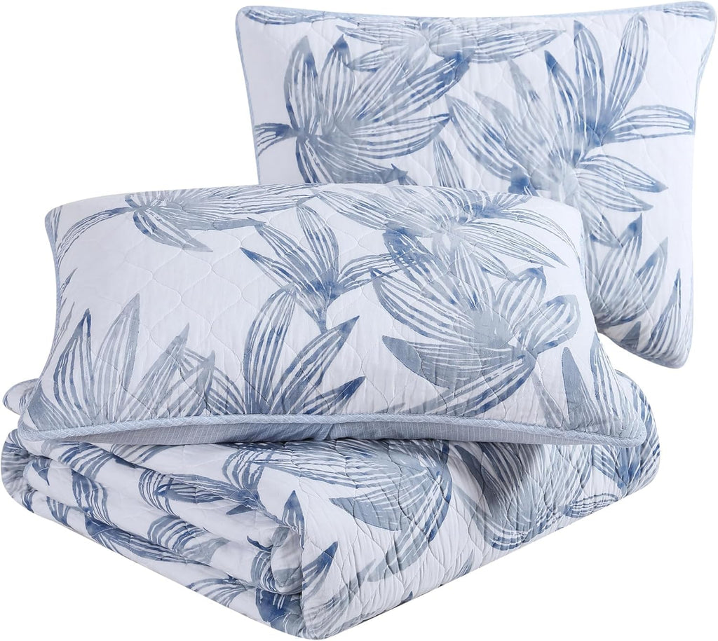 Tommy Bahama - King Quilt Set, Reversible Cotton Bedding with Matching Shams, Medium Weight, Oeko-Tex Certified (Kayo Blue)
