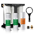 iSpring CW31 RV Water Filter System, 3-Stage RV Water Filtration System for Campers, 3/4'' Lead-Free Brass Hose Quick Connectors, Tankless, High Capacity, White