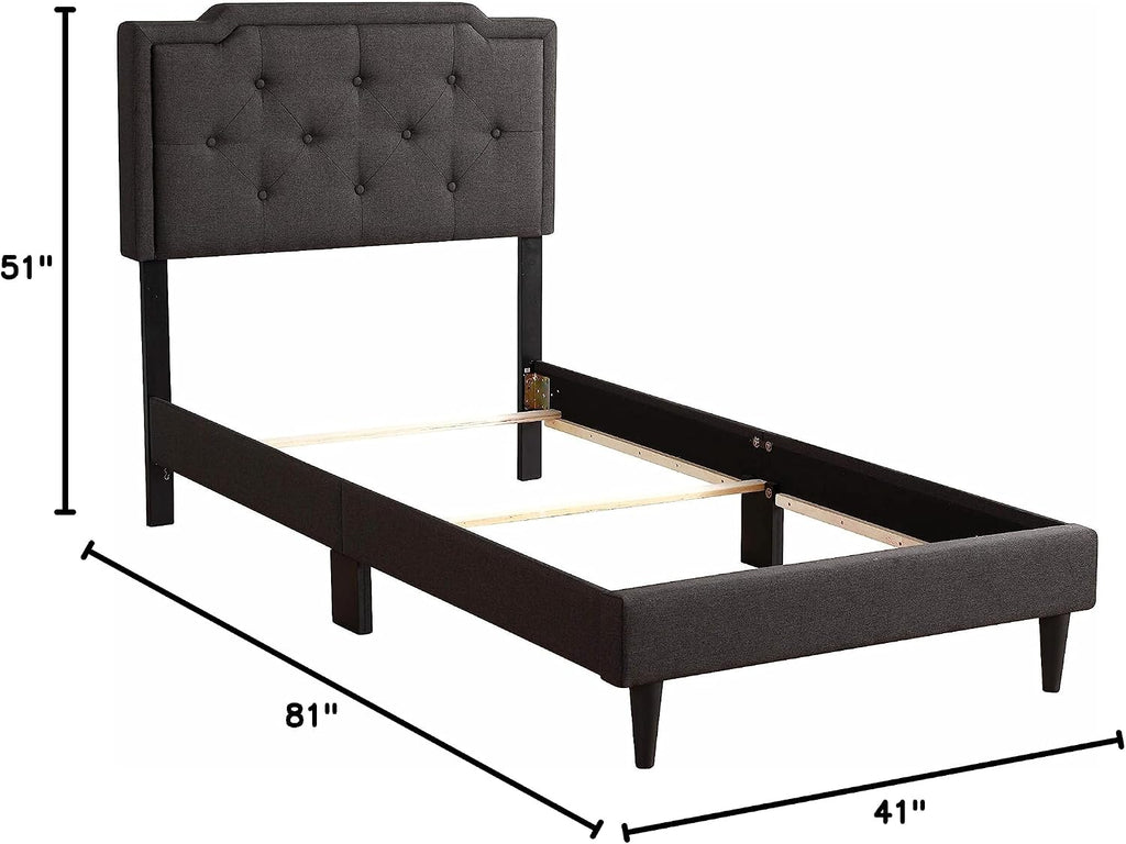 Glory Furniture Deb Fabric Upholstered Twin Bed in Black
