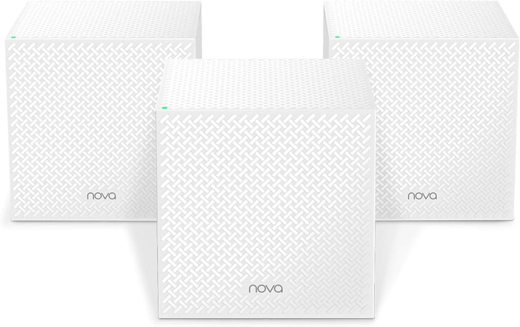 Tenda Nova Mesh WiFi System MW12 - Covers up to 4000 sq.ft - Tri-Band AC2100 Whole Home WiFi Mesh System - Gigabit Mesh Router for 100+ Devices - Tri-Band Mesh Network - 3 Gigabit Ports - 3-Pack