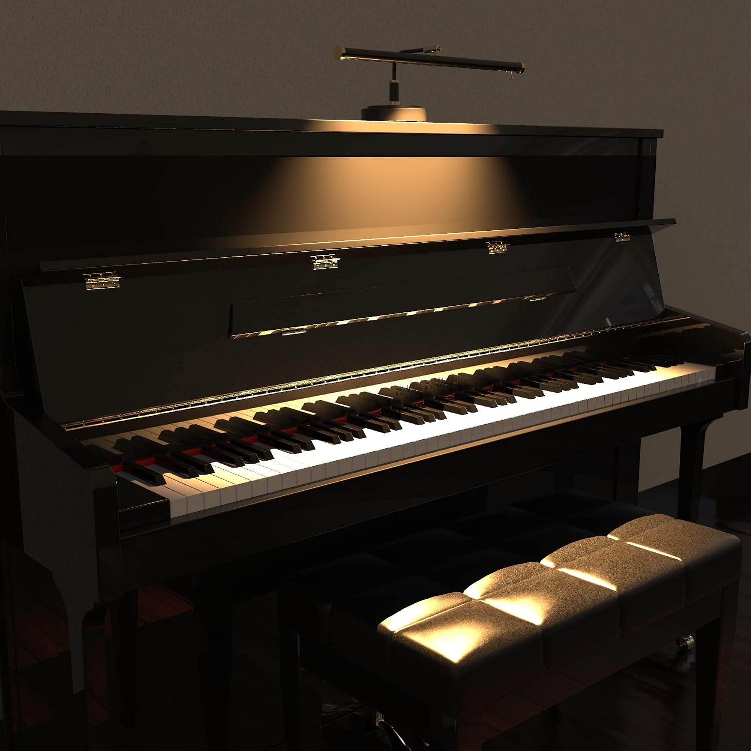 Cocoweb Adjustable LED Upright Piano Desk Lamp in Black with Brass Accents - PLED101D