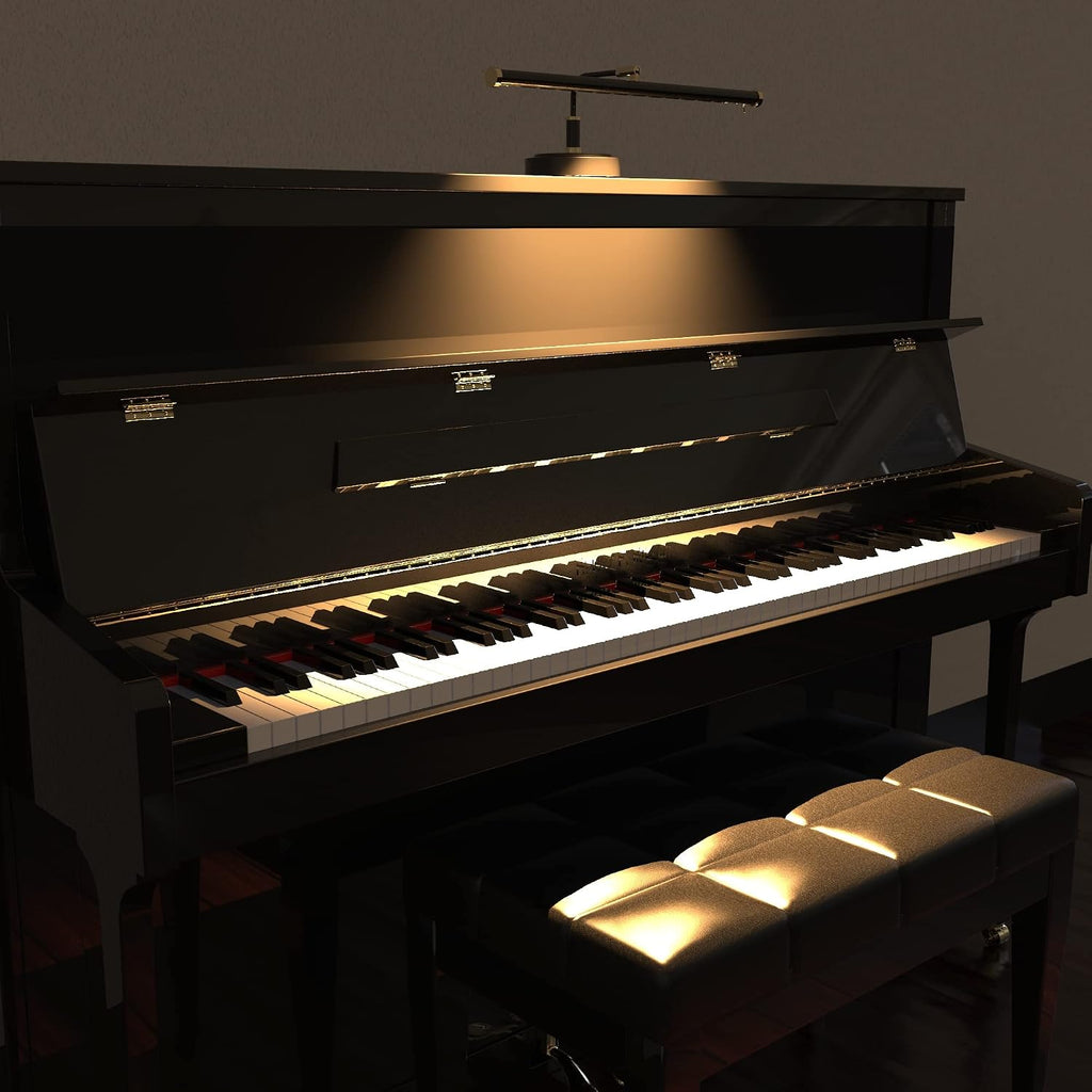 Cocoweb 19' Black with Brass Accents LED Directional Piano Desk Lamp - PLED101D (Satin Nickel)