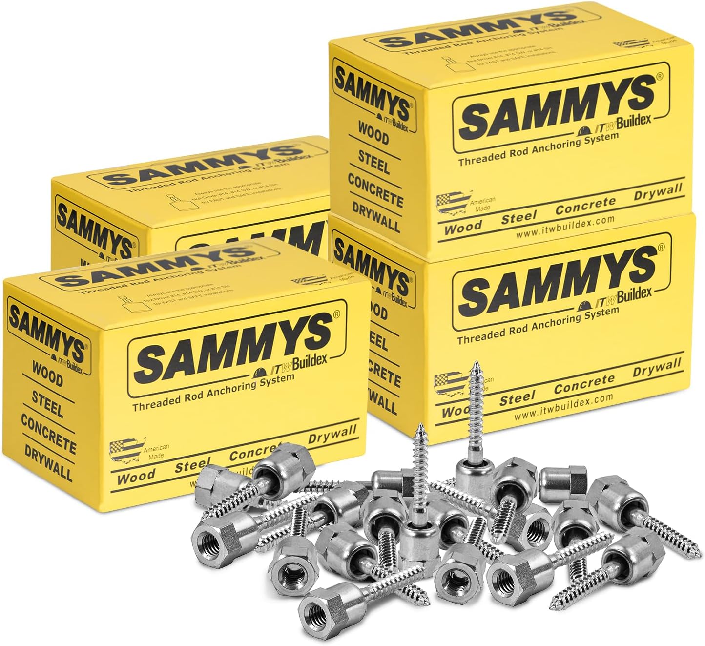 Everflow Sammys 8139957-100 SH-GST 20 3/8 Inch Screw Swivel Threaded Rod Anchor Designed for Wood, Installs 17 Deg Angle Off Vertical, Steel with Electo-Zinc, Easy Install (Pack of 100)