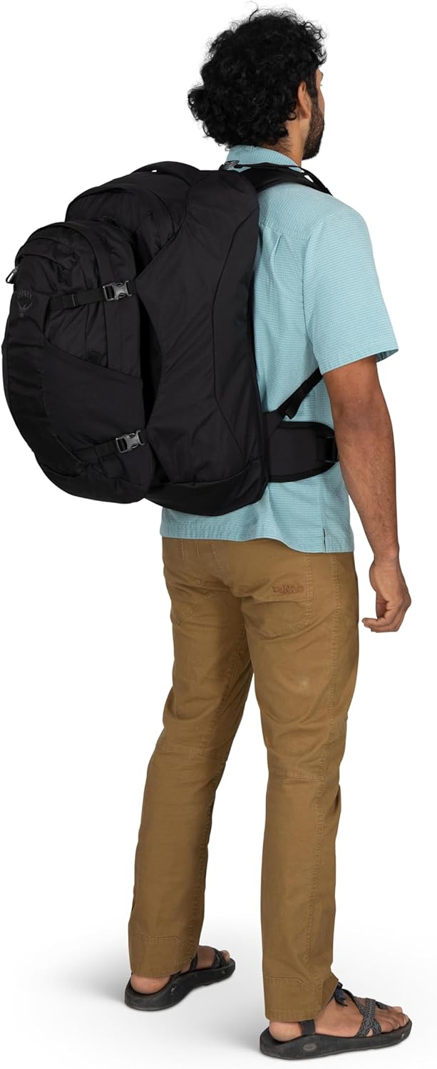 Osprey Farpoint 55L Men's Travel Backpack - Carry On Bag with Personal Item Sized Detachable Daypack, Black