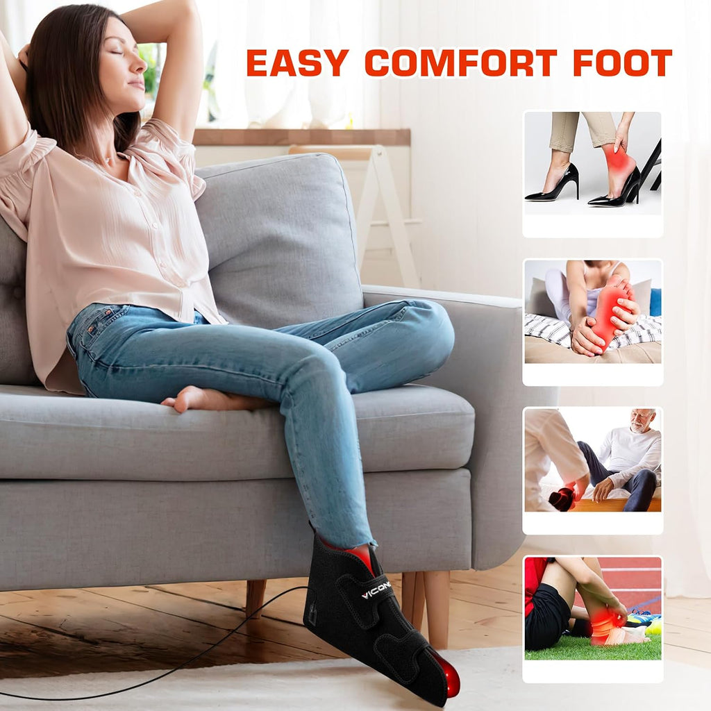 Viconor Red Light Therapy for Feet 2 Packs —Infrared Light Therapy Shoes Wraps Toes & Ankle, Led Near Infrared Light Boots, Controller Adjustable Power & Time