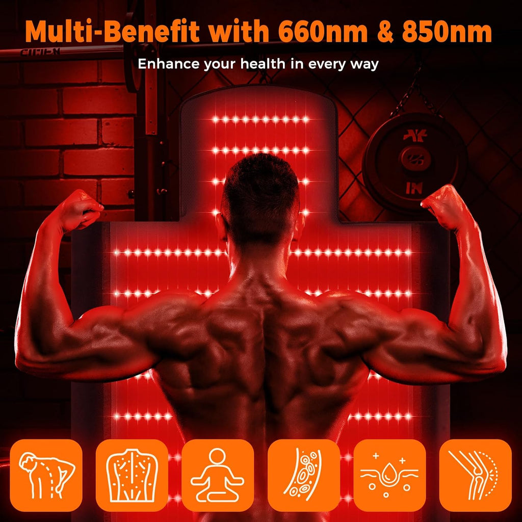 2570 LEDs Dual Full Body Red Light Therapy Mat, Red Light Therapy Blanket, 2570pcs 2in1 LEDs(660nm& 850nm), Premium Leather, Adjustable Timer & Intensity (520 LEDs)