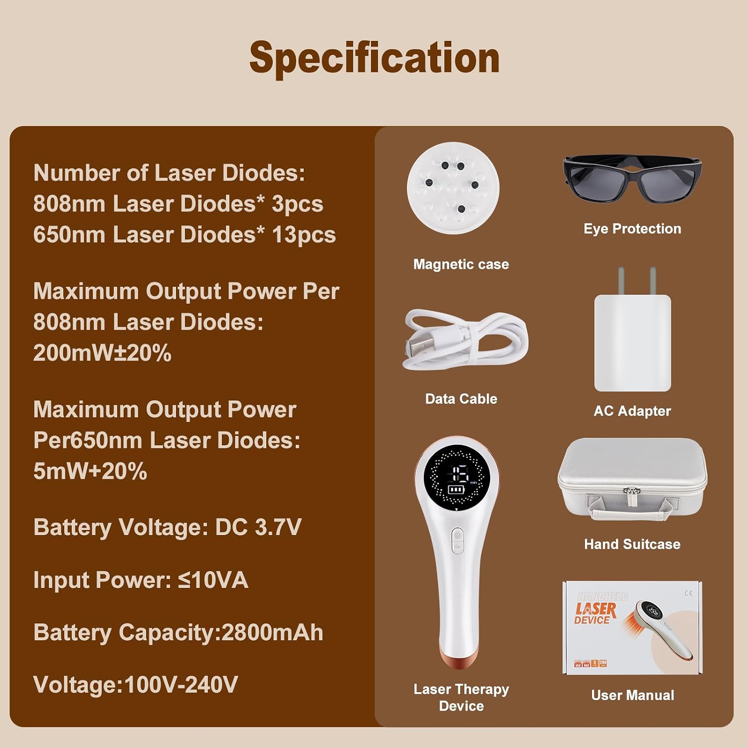 LLLT Cold Laser Therapy Device, Handheld Red Light Therapy for Dogs Cats Pets, Arthritis Human/Pet Pain Relief, Muscle & Joint Healing for Daily Home Use