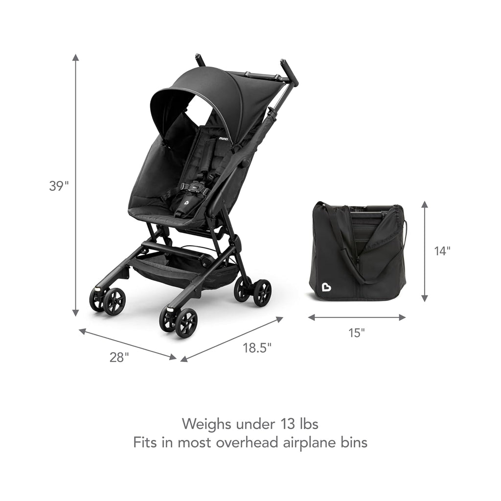 Munchkin® Night Owl™ Lightweight Travel Stroller with Wheel Lights, Ultra Compact Baby Stroller for Everyday Travel and Easy Storage, Essential Gear for Babies & Toddlers, Black