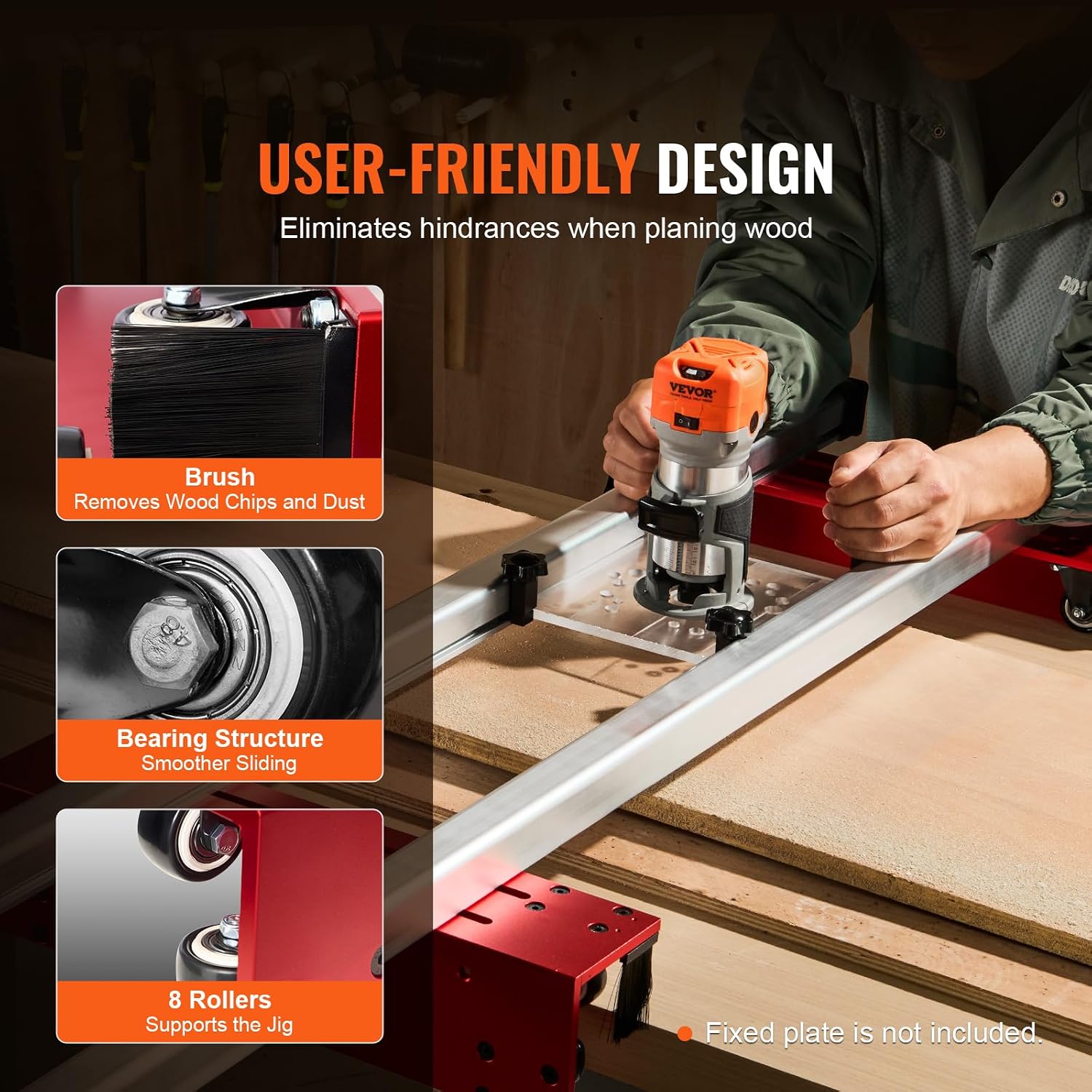 VEVOR Router Sled, 60 inches, Portable and Adjustable Slab Flattening Jig DIY Woodworking Router Sled for Flattening Slabs for Wood Flattening, Home DIY