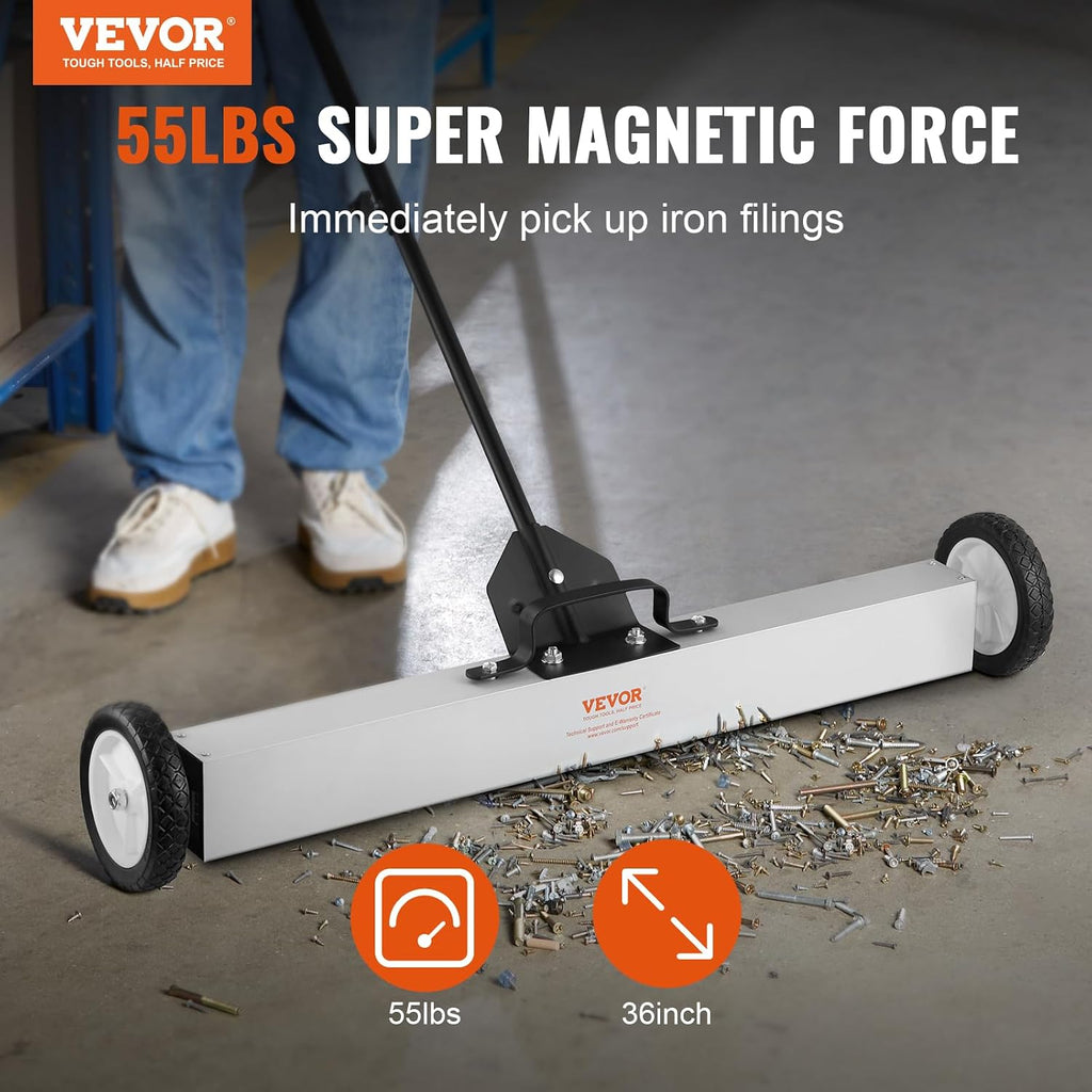 120lb Hanging Magnetic Sweeper and 55lb Rolling Magnetic Sweeper with Wheels Metal Debris Pickup Tool Set