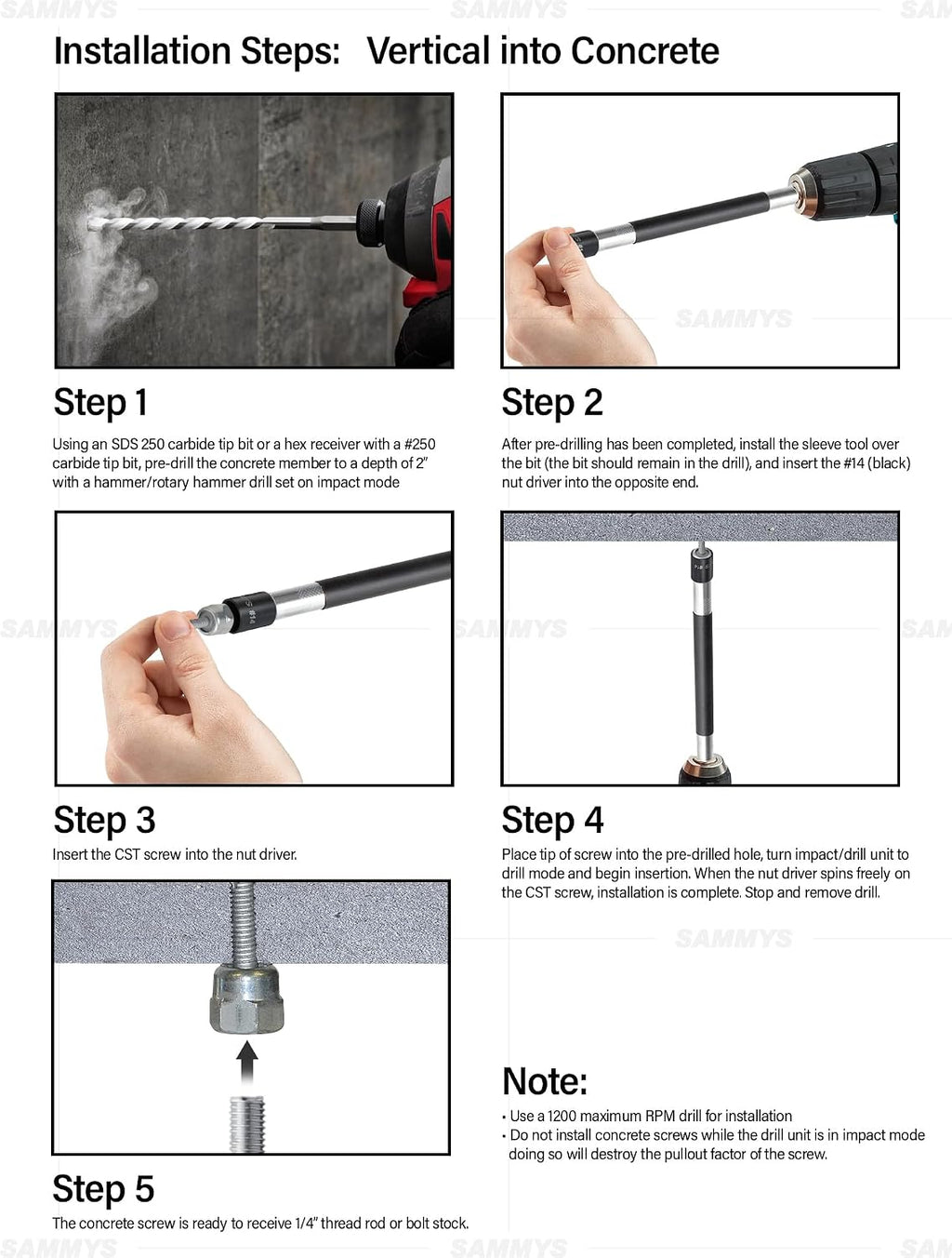 Everflow Sammys 8039957-75 DSTR 516 3/8 Inch Screw Vertical Threaded Rod Anchor Designed for Steel Structure, Steel, Electro-Zinc, Corrosion Resistance, 5/16-18 x 1-1/4 Inch Screw Length (Pack of 75)