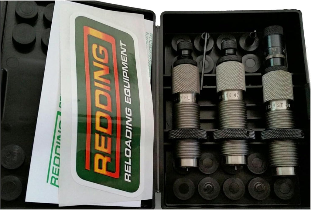 Redding Premium Deluxe Die Set - Precision 3-Die Reloading System with Carbide Size Button and Micrometer Seating, Calibers