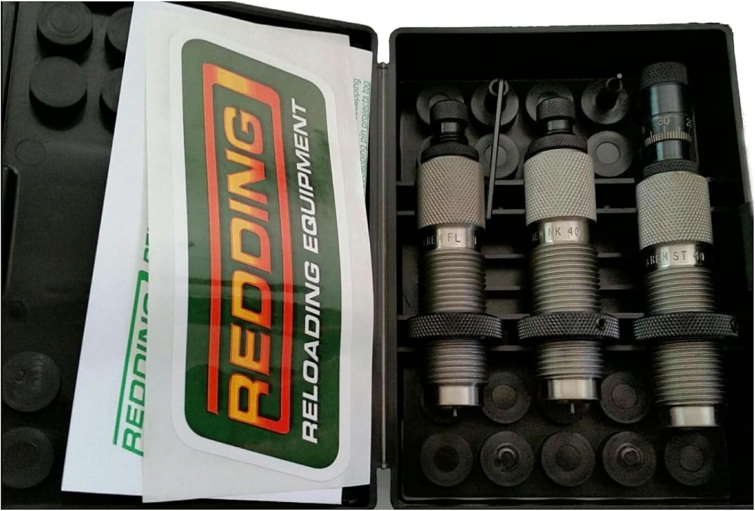 Redding Premium Deluxe Die Set - Precision 3-Die Reloading System with Carbide Size Button and Micrometer Seating, Calibers