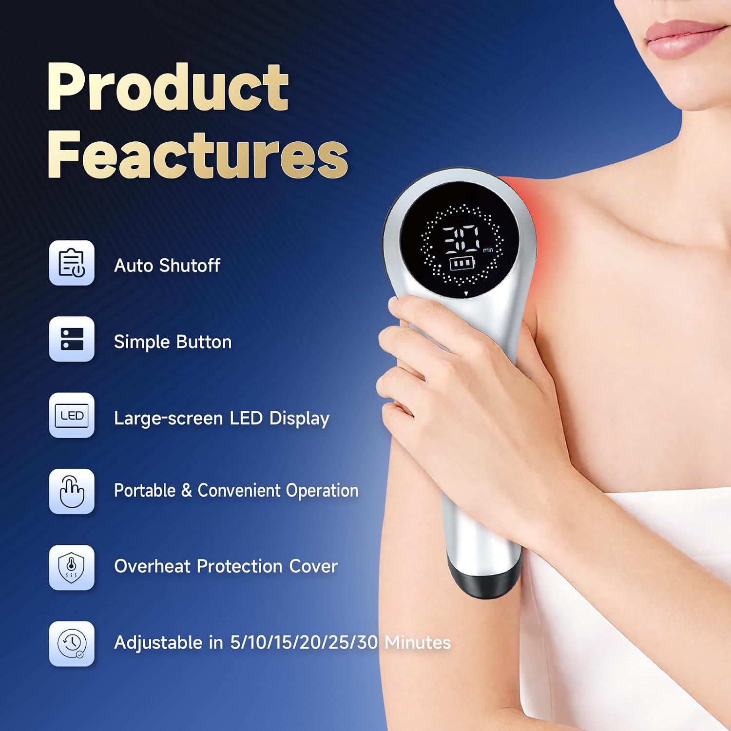 Handheld Red Light Therapy with Magnetic Cover,Cold Laser Red Light Therapy Wand for Pet/Human Treatment Device, Suitable for Muscle Body Pain Relief and Improve Healing (3 * 808nm+13 * 650nm)