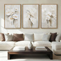 Anyzal Large Framed Beige Floral Wall Art Neutral Flower Wall Decor,White Flower Wall Art,White Wildflower Artwork,Abstract Botanical Floral Painting for Living Room Bedroom Dining Room 24x36 Inch