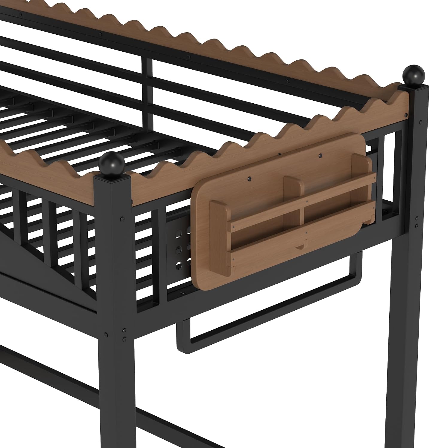 JIVOIT Twin XL Size Metal Loft Bed Frame, Space-Saving Loft Bed with Storage Stairs, Storage Shelves and Bookshelf, Strong Support Slats, Perfect for Bedroom, Guest, Dorms