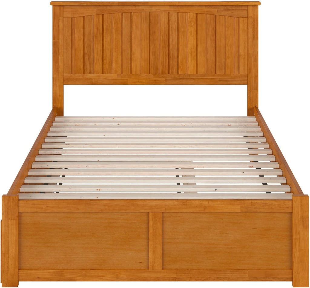 AFI, Nantucket Full Platform Bed with Footboard & Twin Trundle, Light Toffee
