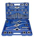 Drill America 45 Piece NC NF HSS Round Tap and Die Set (1/4-1) with 1-1/2 OD Round Dies and Handles