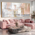 SOUGUAN Contemporary Home Wall Decor Pink and White Canvas Painting Abstract Wall Art 32'x70' Decorations for Bedroom Kitchen Artwork