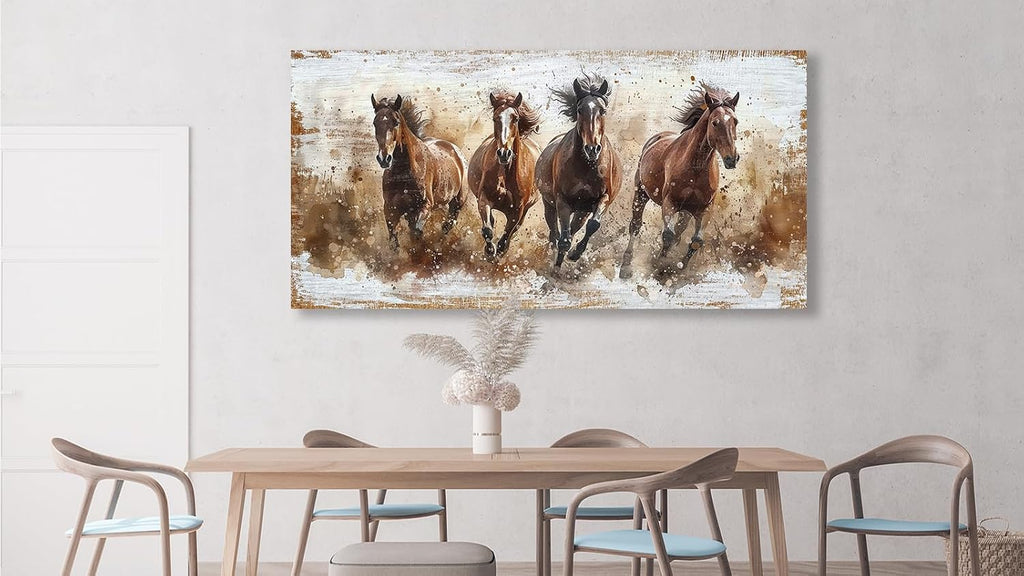 tigeridge Horses Canvas Wall Art - Brown Horse Pictures Animal Wall Decor Running Horses Painting Prints Artwork for Living Room Bedroom Home Office Wall Decorations 29' x 58'