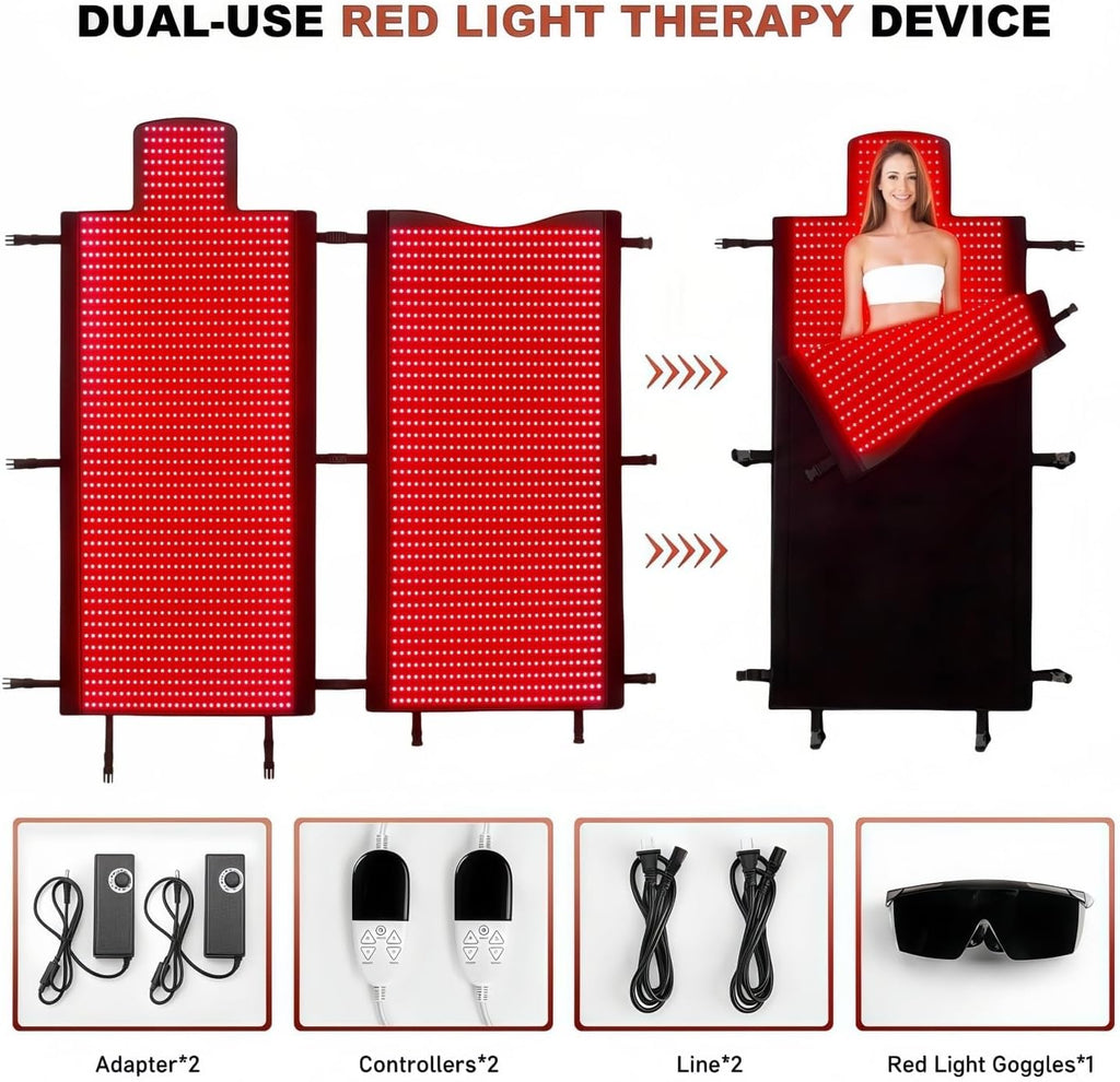 2026 Upgraded Dual Wavelength LED Beads 660nm&850nm Red Light Therapy Blanket Full Body, Used to Face and Body Pain Relief Skin Health Personal Care, 75' x 34'' (Black)