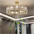 Chandelier, Modern Living Room Chandeliers K9 Crystal Dimmable Ceiling Fan Lamp Nordic Silent Light Fixtures Lighting Luminarias(Medium) ()