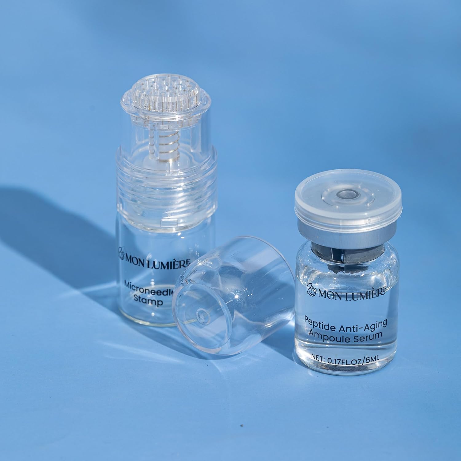 Mon Lumiere Micro Infusion System for Face – Gold Spring-Loaded Facial Stamp with PDRN & Peptides – At-Home Skincare Kit for Glow, Smoother-Looking Skin & Visible Radiance – 12 Single-Dose Serums