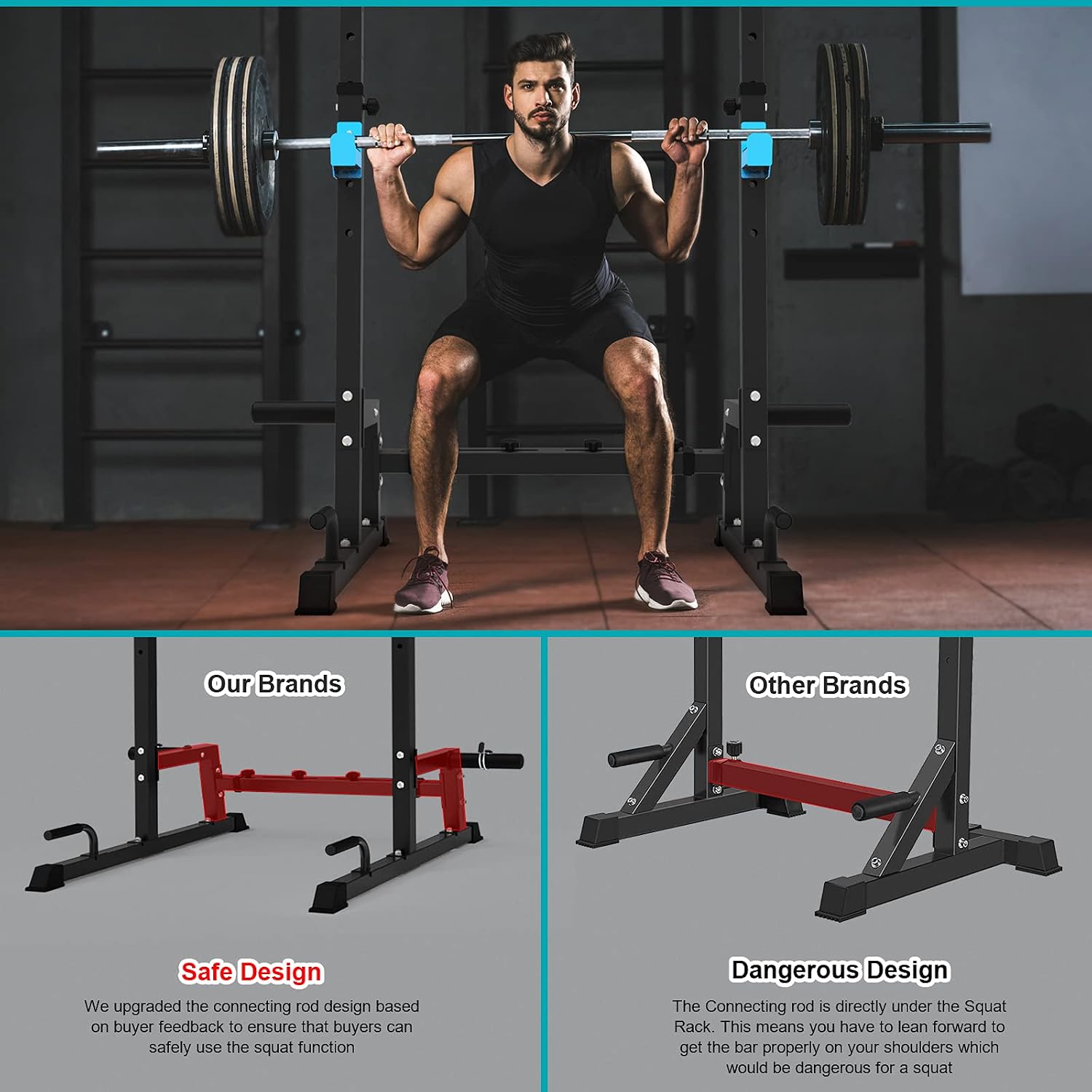 JX FITNESS Squat Rack, Barbell Rack, Bench Press Rack Push Up Multi-Function Weight Lifting Gym/Home Gym