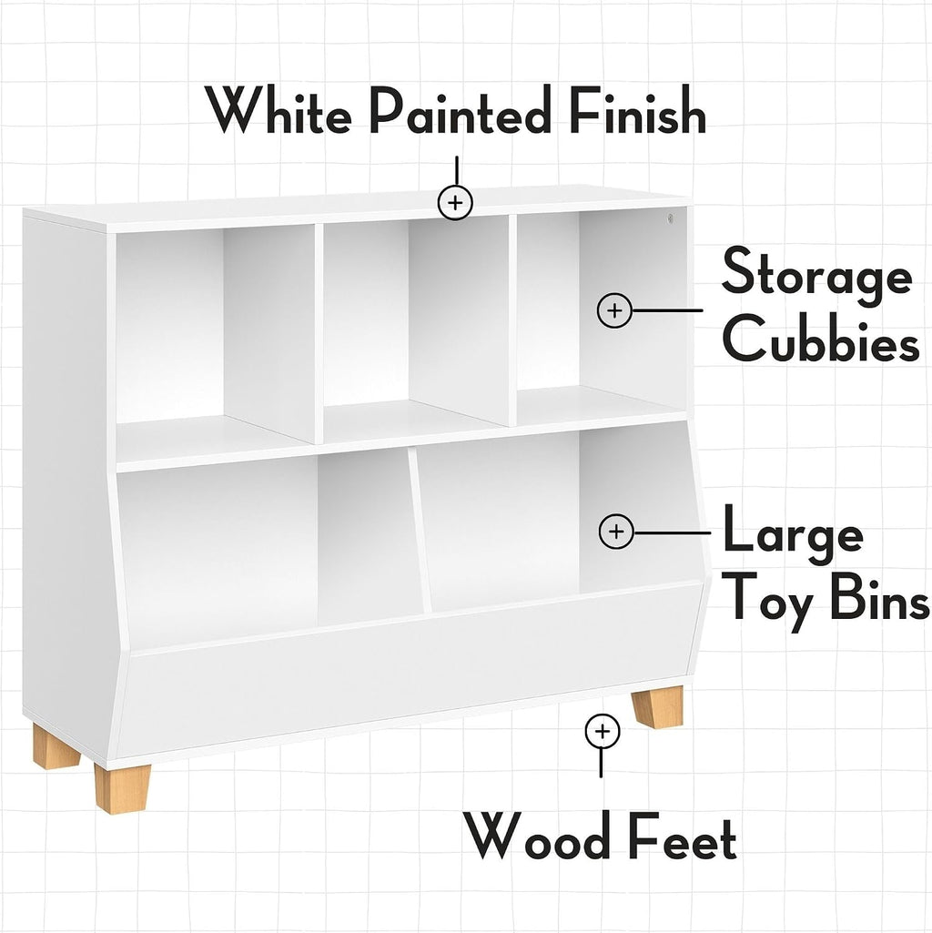 RiverRidge Catch-All Kids Toy Storage Organizer with 3 Cubbies and 2 Storage Bin Compartments