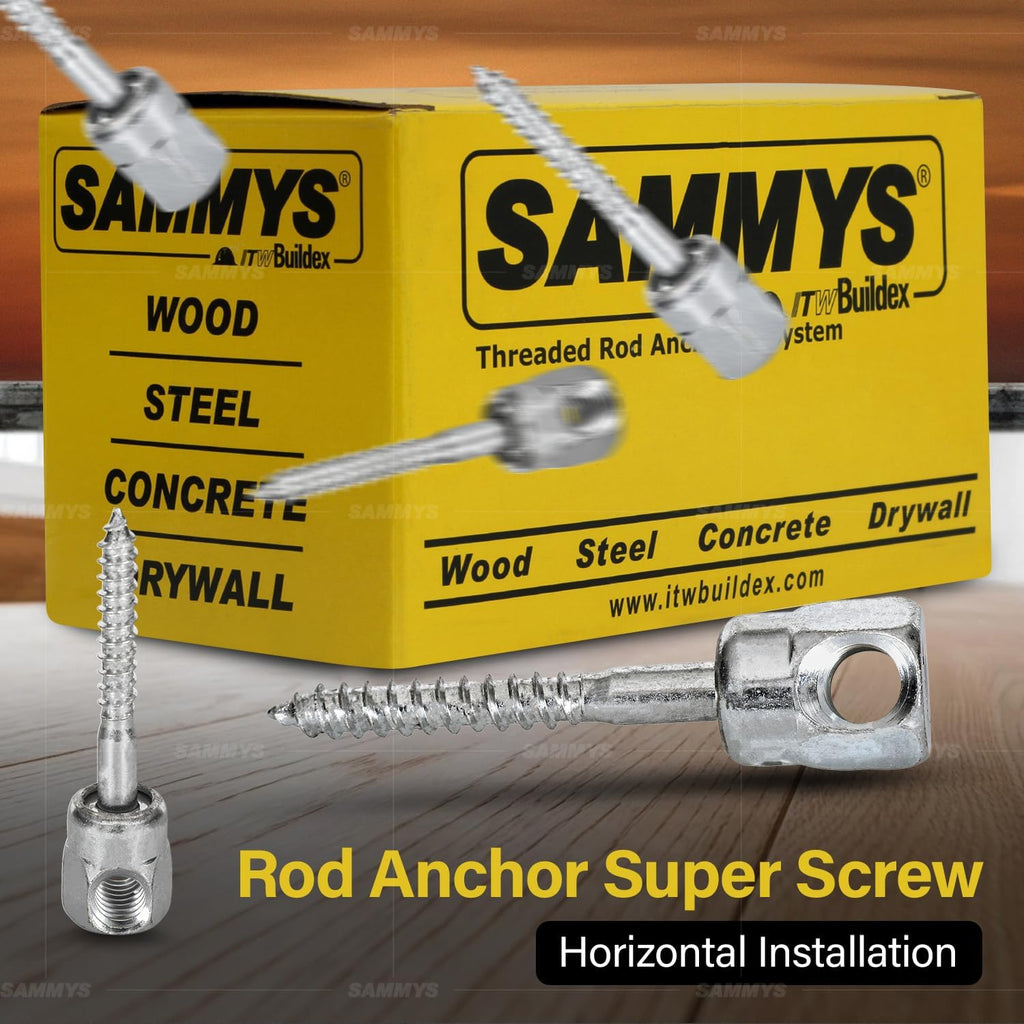 Everflow Sammys 8021957-50 SWG 20 3/8 Inch Screw Sidewinder Designed for Wood, Rod Hanger, Installs Horizontally, Steel with Zinc Plated, Corrosion Resistance, 1/4 x 2 Inch Screw Length (Pack of 50)