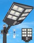 Ofuray Solar Street Lights Outdoor,Solar Security Flood Lights Parking Lot Lights Commercial Dusk to Dawn, 6500k Waterproof Led with Remote Control Motion for Street,Court,Barn (Of-800W 80000Lm)