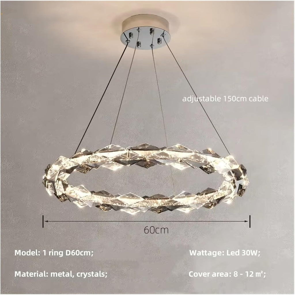 Modern Luxury Led Pendant Lights Crystal Hanging Chandelier Led Luminarias Chrome Decor Pendant Lamp Fixtures