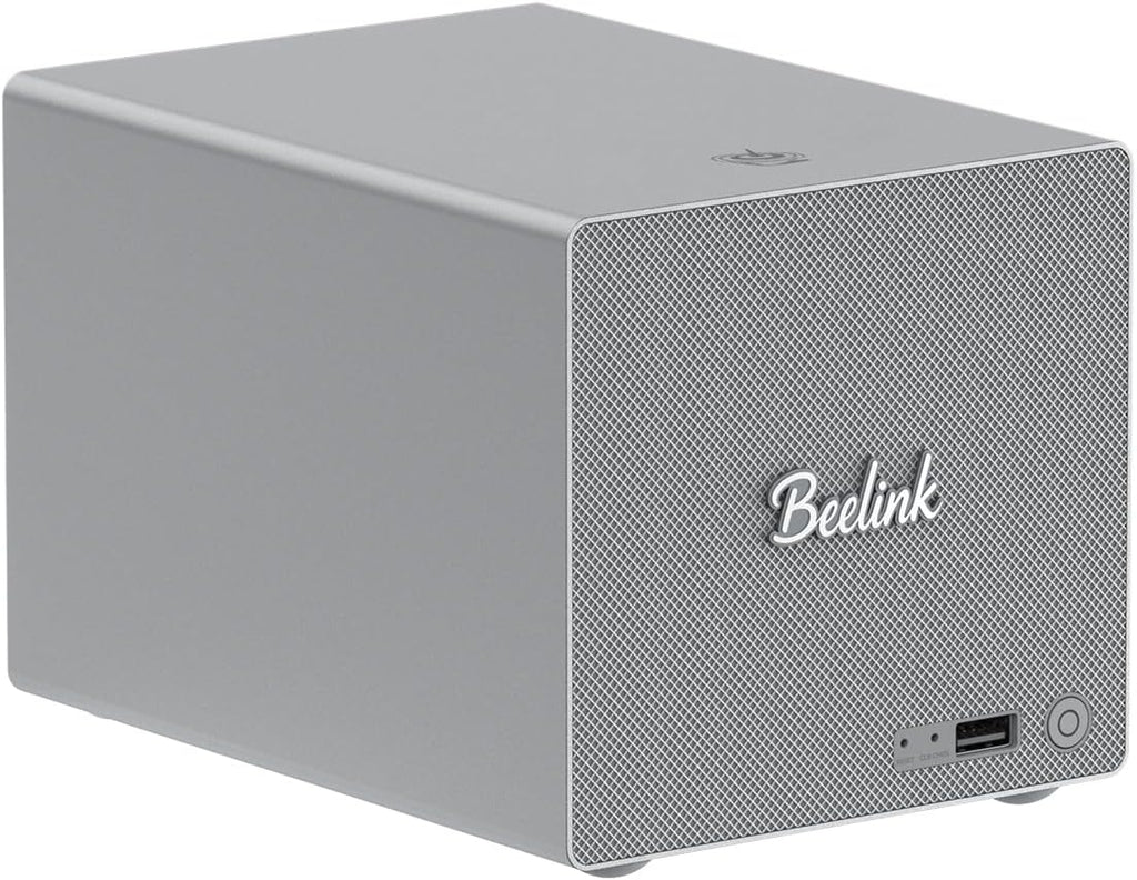 Beelink Mini PC, ME Pro NAS N150 16GB LPDDR5 1TB SSD, 2.5G+5GE LAN/WiFi 6/BT5.4, Mini Desktop Computer 3*M.2 PCIe3.0 SSD Slots + 2*HDD Bays for Office/HTPC/NAS Storage/Data Center