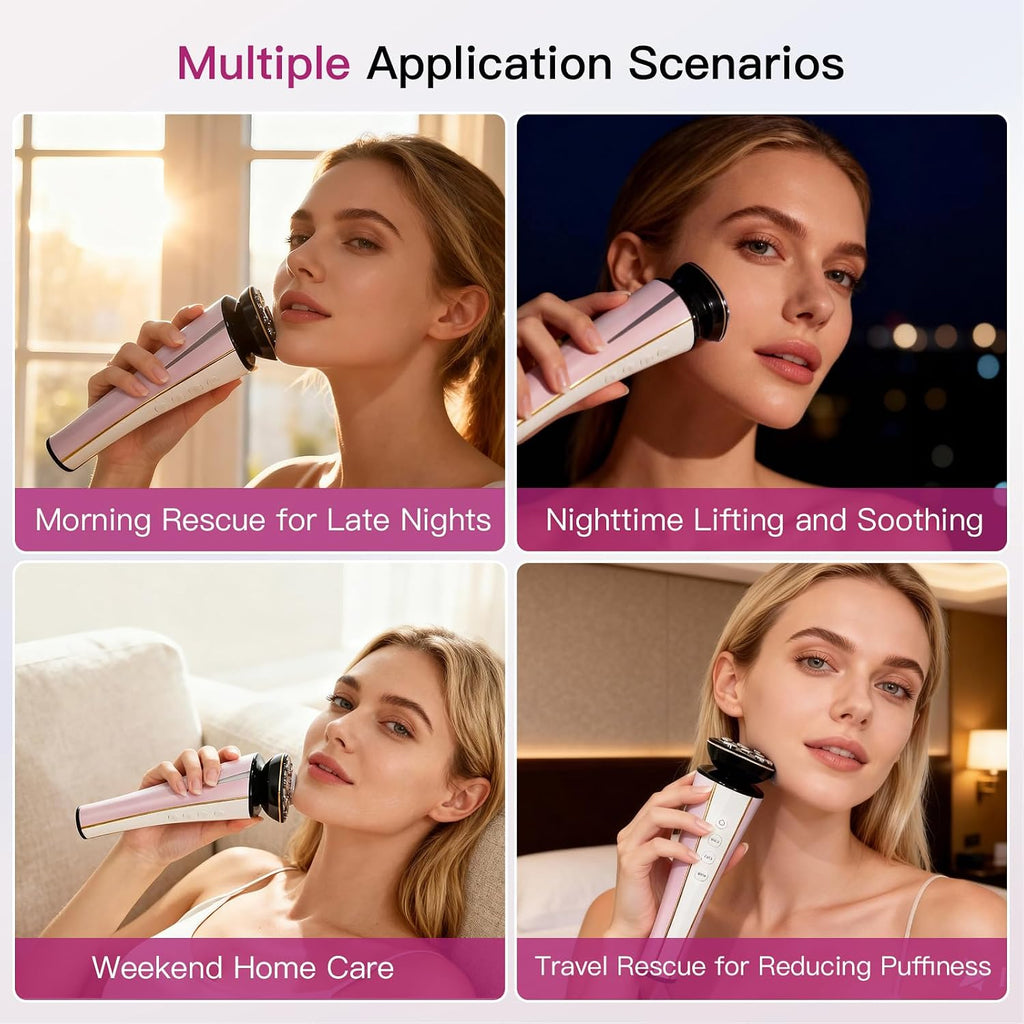 Microcurrent Facial Device 4-in-1 Beauty Device with Red Light Therapy and Blue Light Therapy for Neck & Face & Body Skincare Facial Device FDA-Cleared