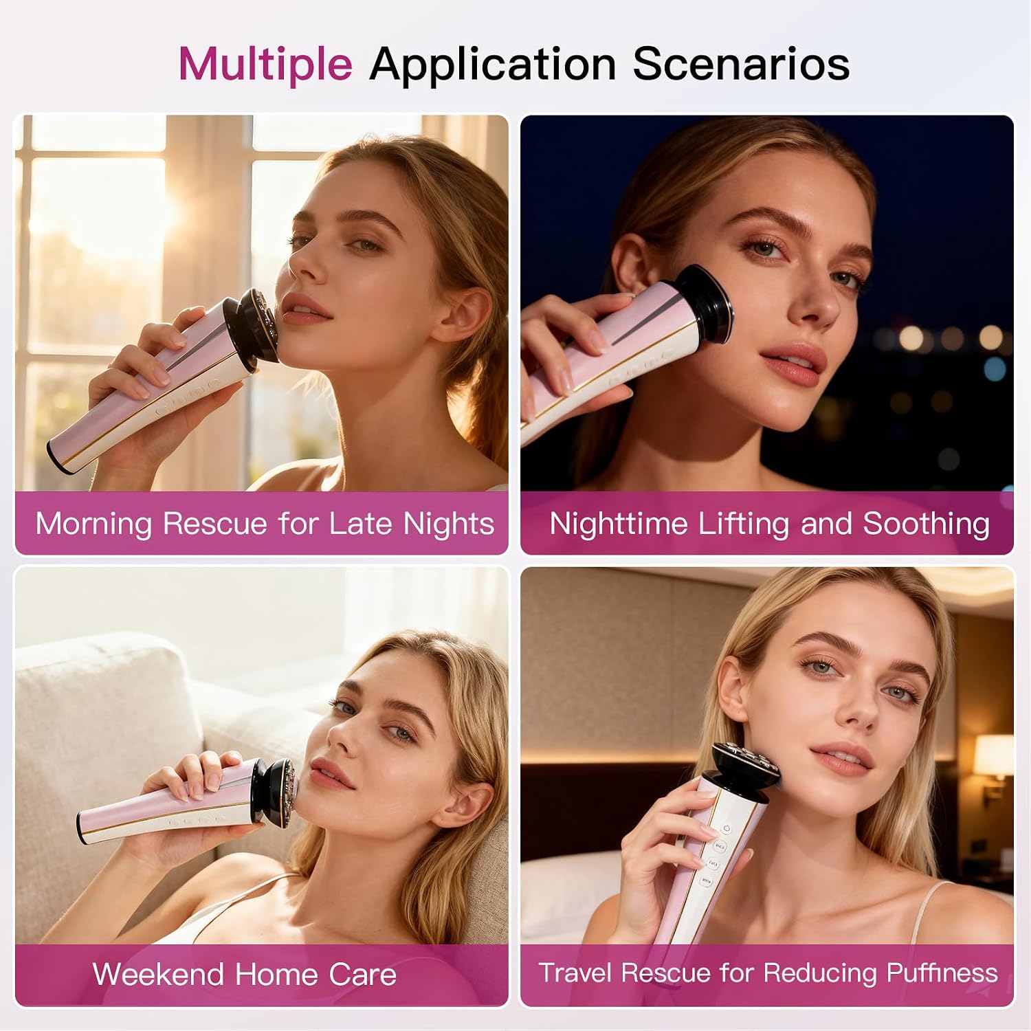 Microcurrent Facial Device 4-in-1 Beauty Device with Red Light Therapy and Blue Light Therapy for Neck & Face & Body Skincare Facial Device FDA-Cleared