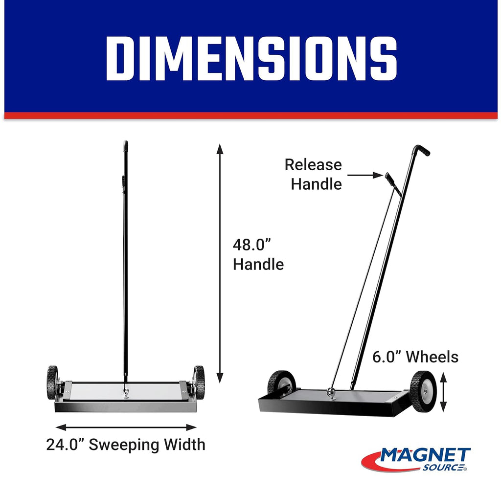 Master Magnetics Heavy Duty Magnetic Sweeper - Heavy Duty Push-Type with Release, 24' Sweeping Width, MFSM24RX