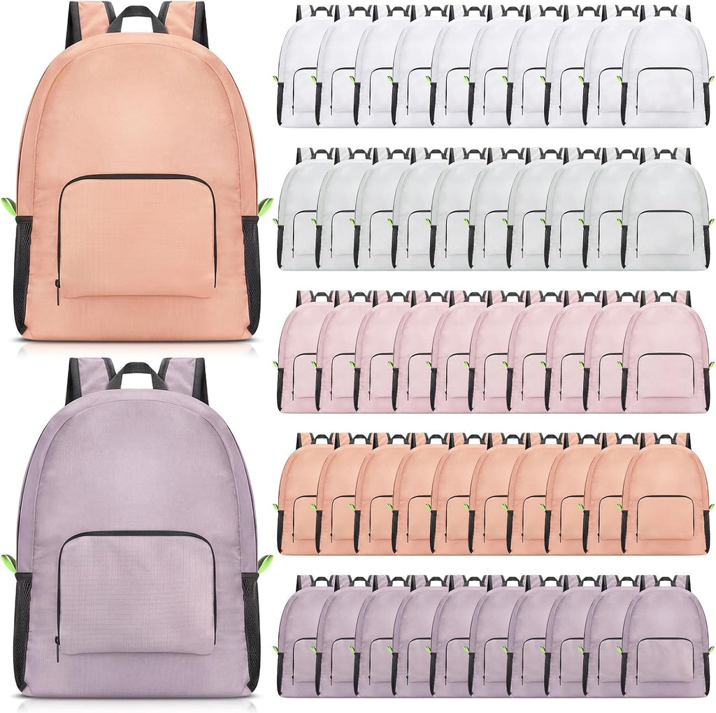 Eccliy 50 Pack Backpacks Bulk 17 Inches Back Pack Basic Backpack for Adult Lightweight Outdoor Travel Bookbags(5 Light Color)