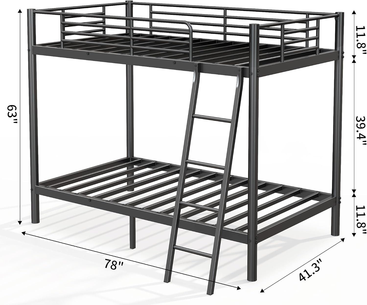 SDHYL Twin Over Twin Bunk Bed with Stairs, Heavy Duty Metal Bunk Beds for Teens Adults, Space Saving Design, No Box Spring Needed, Furniture for Bedroom, Black