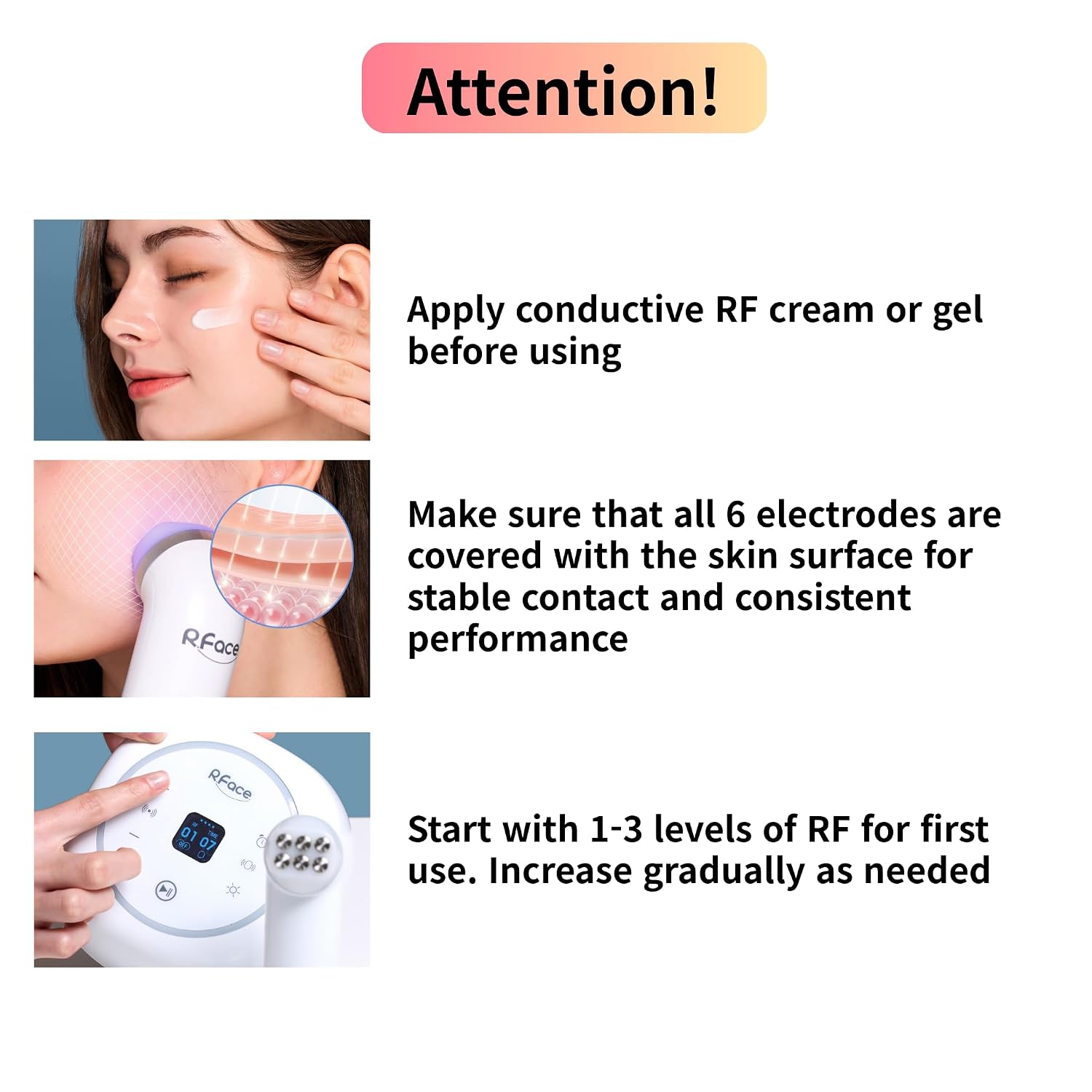 Face & Neck Beauty Device with Dual Light Modes, Vibration Massage & 10 Intensity Levels, Rechargeable Cordless Skincare Tool (RFace Series) | Made in Korea