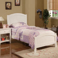 Bed Twin Frame | White Color Twin Size Bed Youth Bedroom Furniture Vertical Lines Carved Headboard Plywood