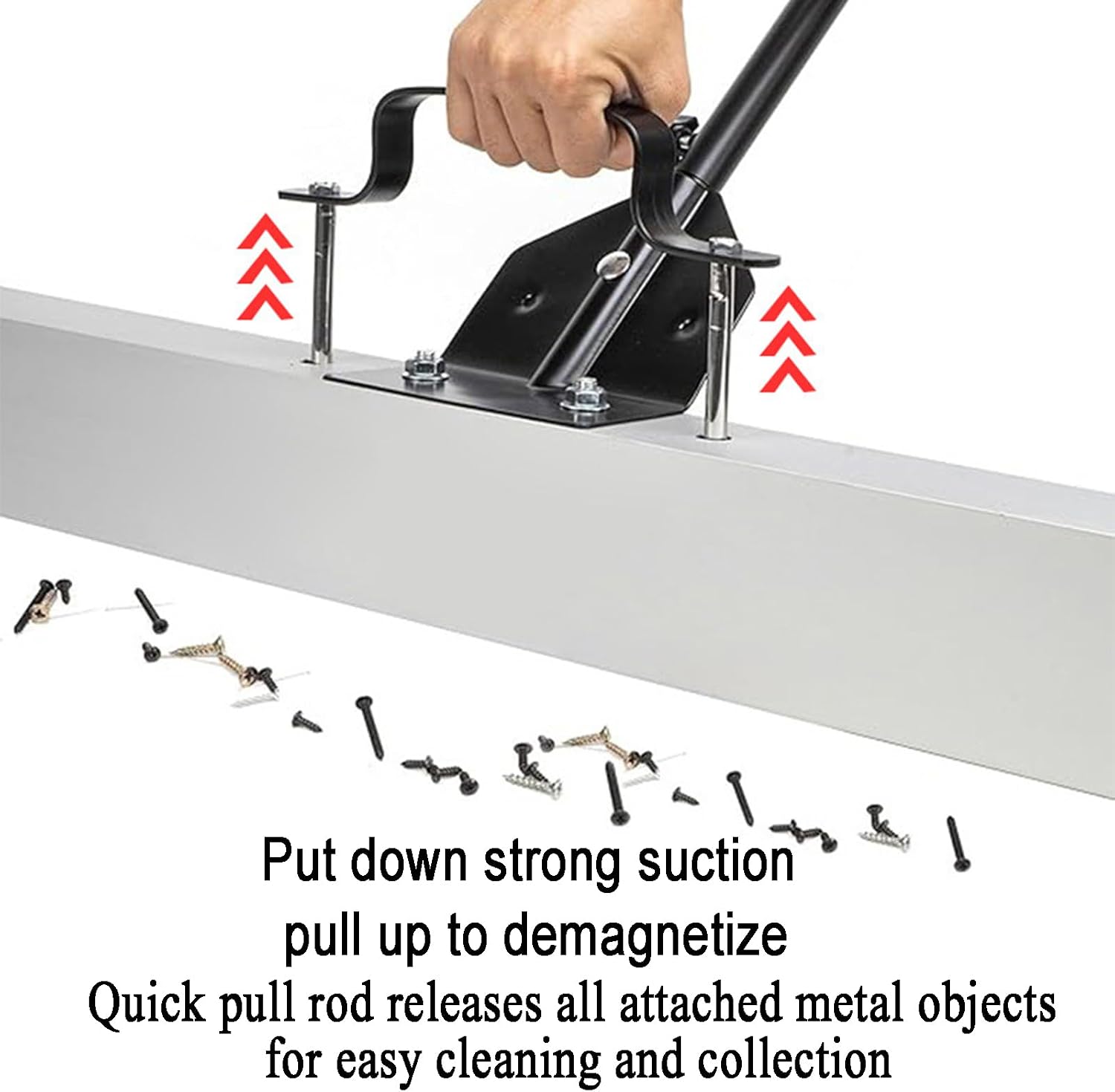 24' Magnetic Sweeper with Wheels, 28 Lbs Capacity, 1200 Gauss Magnetic Force, with Telescoping Magnetic Pickup Tool, Adjustable Handle, for Pick Up Nails and Screws