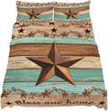 Western Texas Star Vintage Cal King Sheet Set 4 Piece Bedding - Retro Farmhouse Brown Green Wood Grain Breathable Comfy Cooling Bed Sheets & Pillowcase Sets,Hotel Flat Sheets Deep Pockets Fitted Sheet